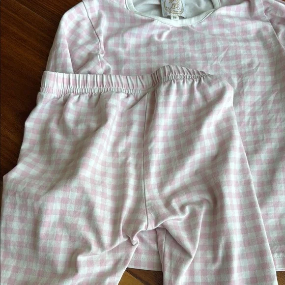 Little Bear Smocks Pink Checkered Kids Pajamas 3T - Picture 6 of 7